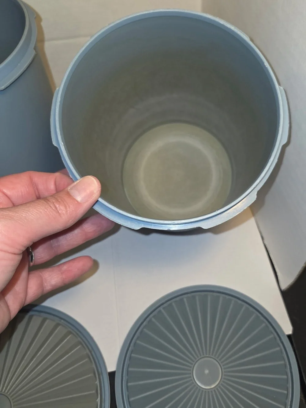 Set Of 3 Vintage Tupperware Nesting Canisters Light Blue Country With Lids